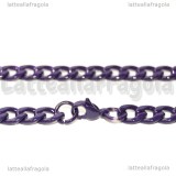 Collana in Acciaio Inox Viola smaltato maglia ritorta 9x6.2mm 